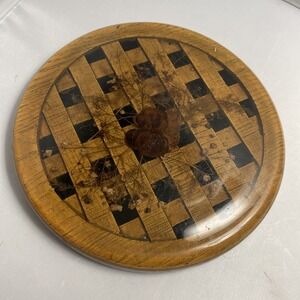 Vintage Acrylic Resin Hotplate Trivet Footed Dried Pressed Flower 8" MCM Lucite